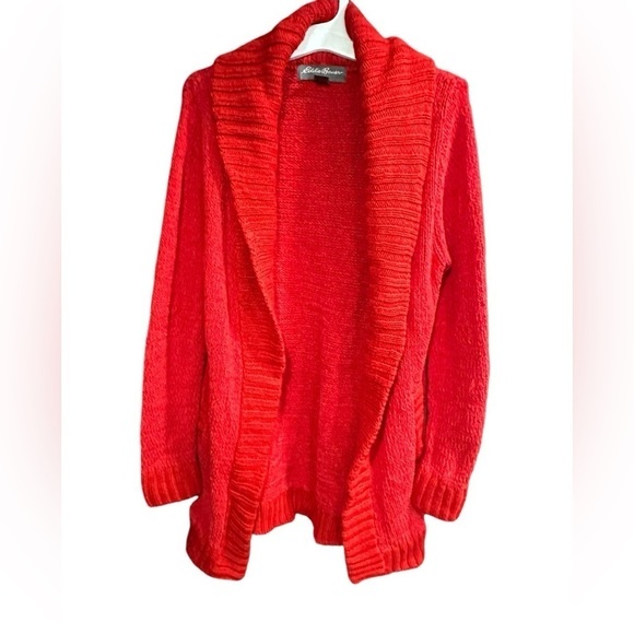 Eddie Bauer Sweaters - Eddie Bauer Lounge Womens Cardigan Sweater S Red Long Chunky oversized Holiday